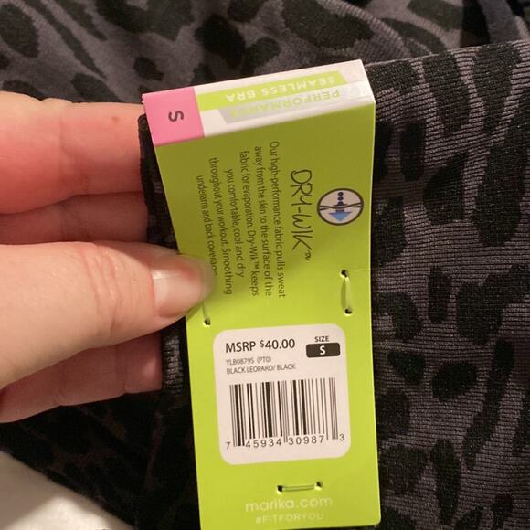 Marika Ladies Active Sports Bra Black Leopard Black Supportive workout top NWT S - Picture 3 of 3